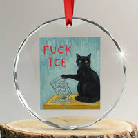 No Ice Please Crystal Glass Ornament Funny Cat Anti ICE Artist Meme