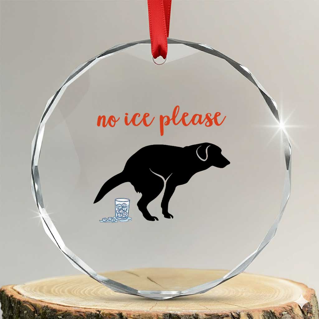 No Ice Please Crystal Glass Ornament Funny Dog Anti ICE Meme