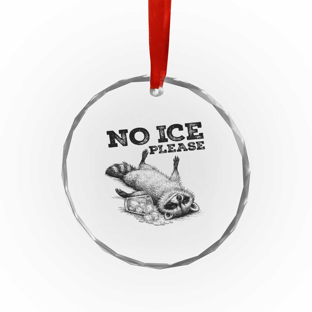 No Ice Please Crystal Glass Ornament Funny Raccoon Anti ICE Deportation Human Rights