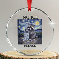 No Ice Please Crystal Glass Ornament Starry Night Raccoon Trash Panda Anti ICE Meme