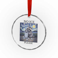 No Ice Please Crystal Glass Ornament Starry Night Raccoon Trash Panda Anti ICE Meme