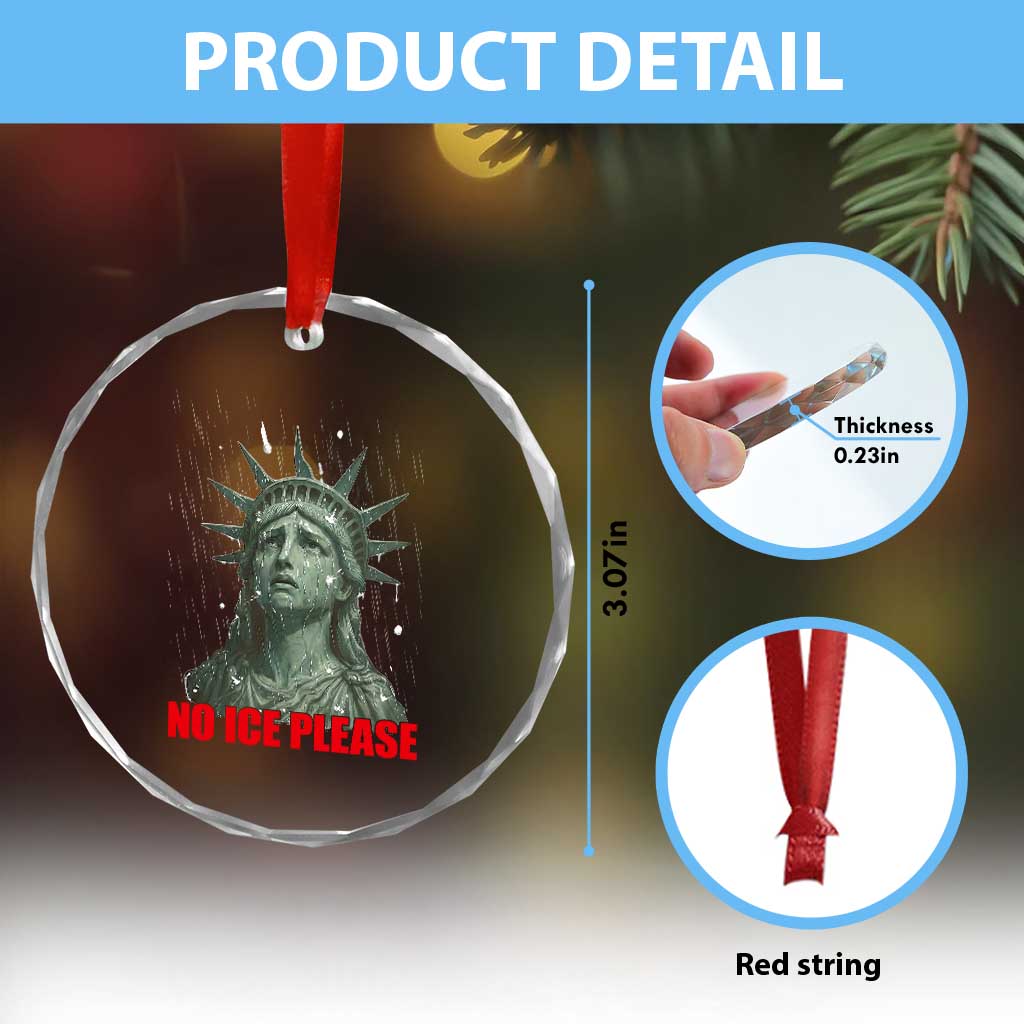 No Ice Please Crystal Glass Ornament Statue of Liberty Crying Anti ICE Deportation Human Rights