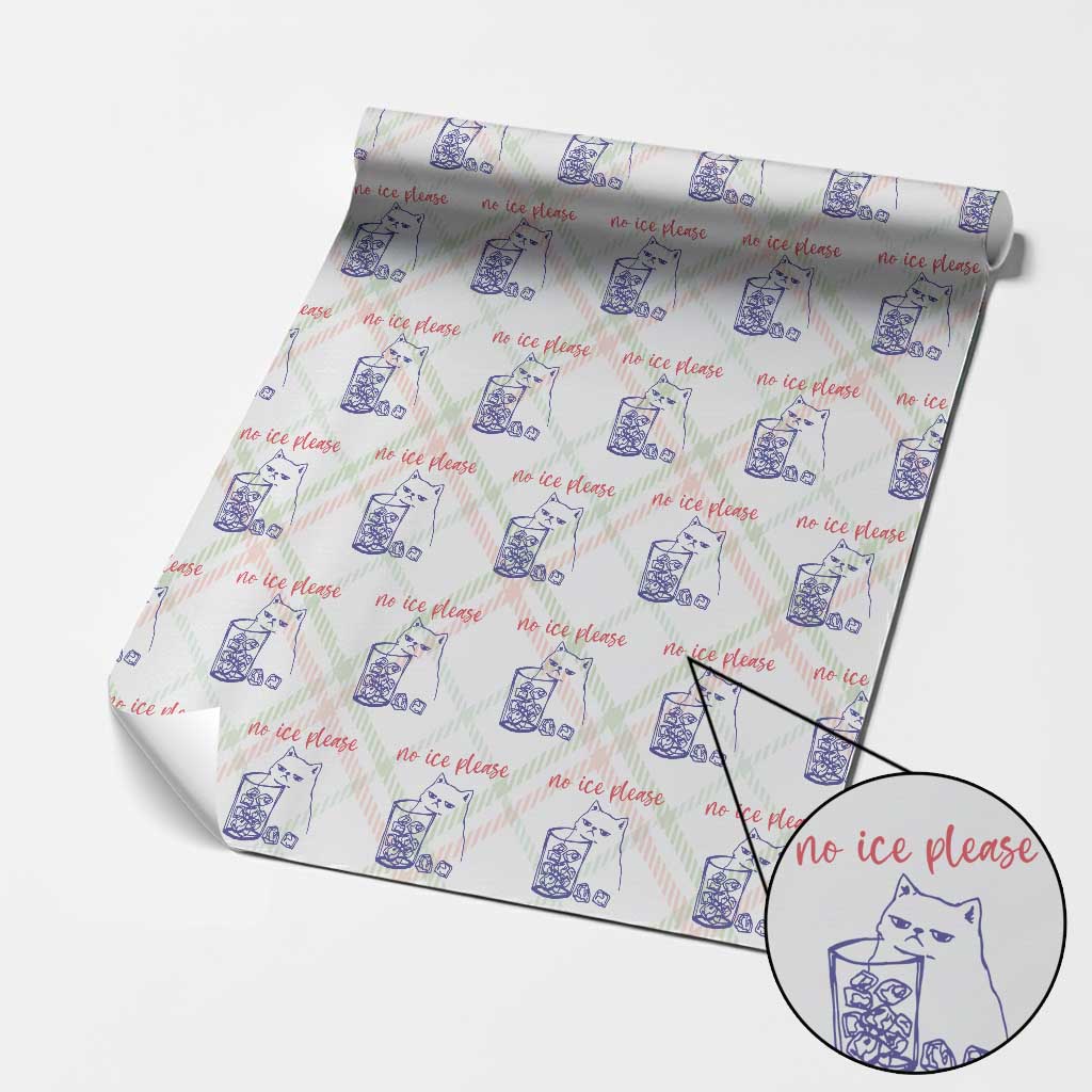 No Ice Please Funny Cat Meme Wrapping Paper Roll Subtle Against Ice Protest Political Resistance