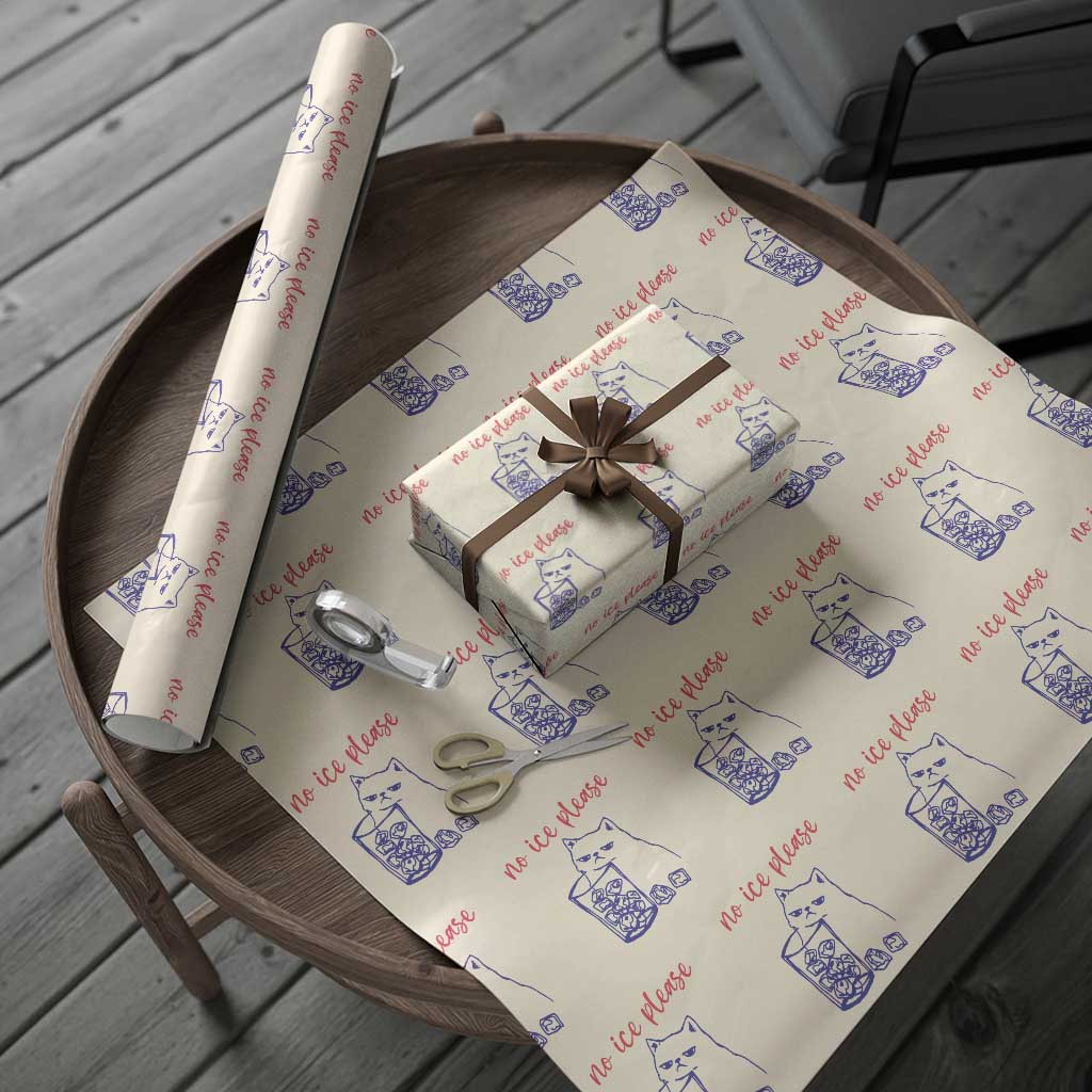 No Ice Please Funny Cat Meme Wrapping Paper Roll Subtle Against Ice Protest Political Resistance