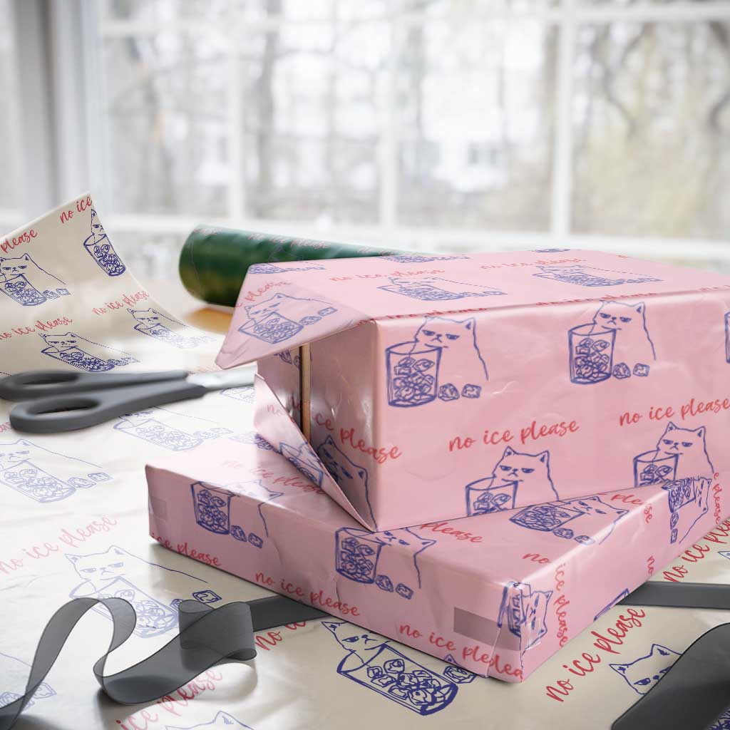 No Ice Please Funny Cat Meme Wrapping Paper Roll Subtle Against Ice Protest Political Resistance