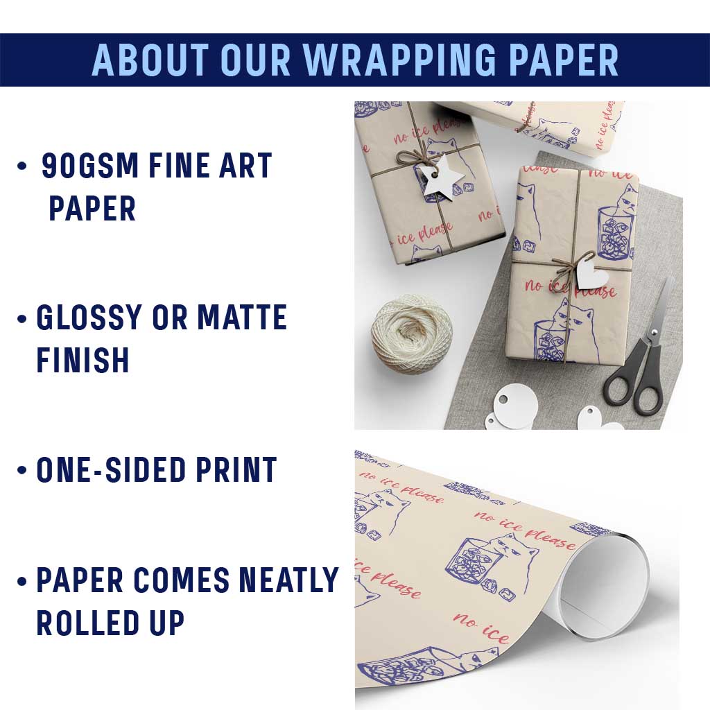 No Ice Please Funny Cat Meme Wrapping Paper Roll Subtle Against Ice Protest Political Resistance