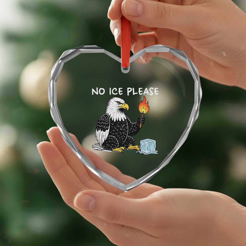 No Ice Please Heart Crystal Glass Ornament Funny American Eagle Social Justice Gift