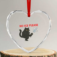 No Ice Please Heart Crystal Glass Ornament Funny Black Cat Abolish ICE Meme Protest
