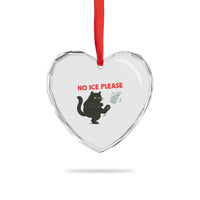No Ice Please Heart Crystal Glass Ornament Funny Black Cat Abolish ICE Meme Protest