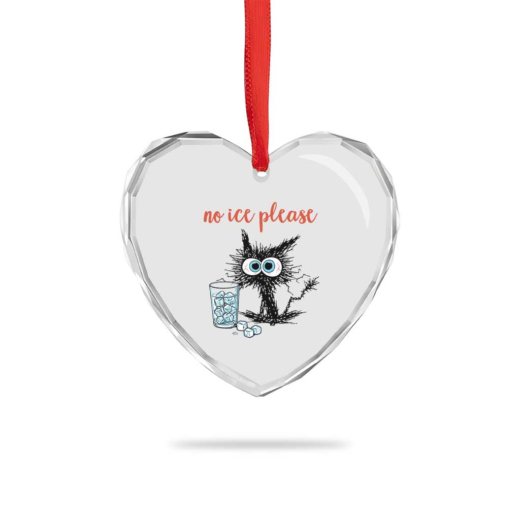 No Ice Please Heart Crystal Glass Ornament Funny Black Cat Sarcastic Abolish ICE Meme