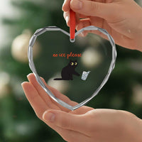 No Ice Please Heart Crystal Glass Ornament Funny Cat Abolish ICE Meme Protest