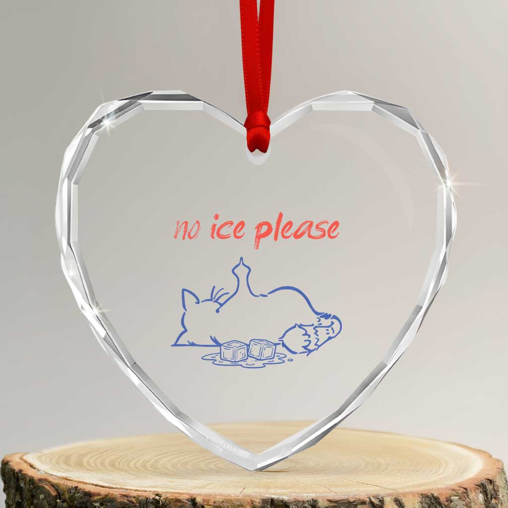 No Ice Please Heart Crystal Glass Ornament Funny Cat Anti ICE Deportation Human Rights
