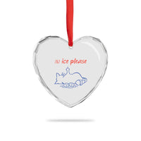 No Ice Please Heart Crystal Glass Ornament Funny Cat Anti ICE Deportation Human Rights