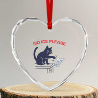No Ice Please Heart Crystal Glass Ornament Funny Cat Anti ICE Meme