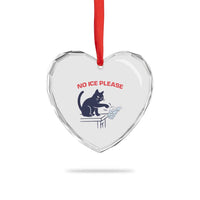 No Ice Please Heart Crystal Glass Ornament Funny Cat Anti ICE Meme