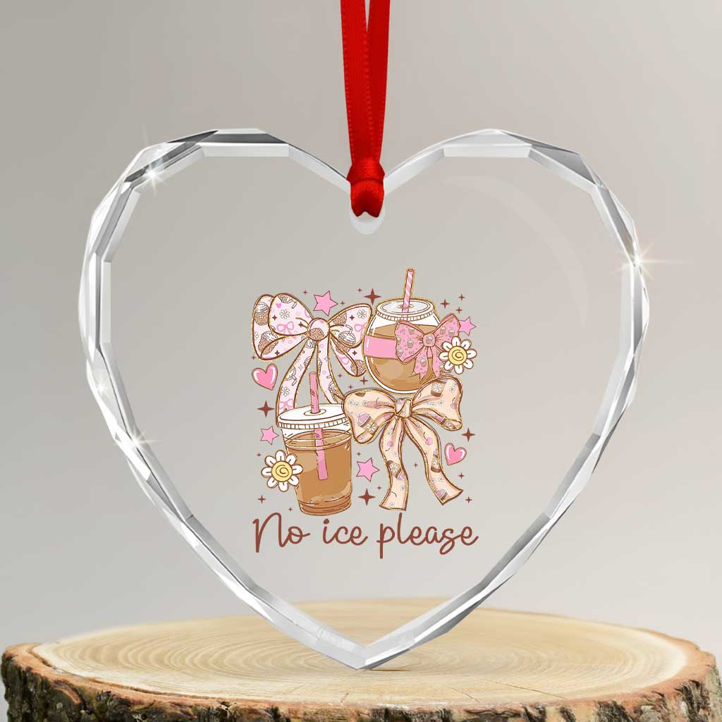 No Ice Please Heart Crystal Glass Ornament Funny Coffee Lover Pro Immigration Political