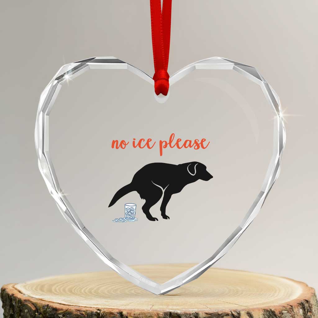 No Ice Please Heart Crystal Glass Ornament Funny Dog Anti ICE Meme