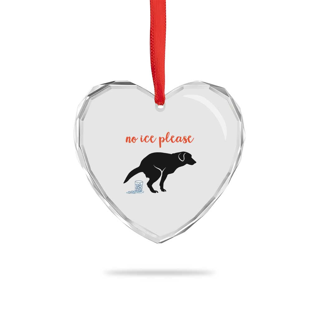 No Ice Please Heart Crystal Glass Ornament Funny Dog Anti ICE Meme