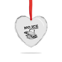 No Ice Please Heart Crystal Glass Ornament Funny Raccoon Anti ICE Deportation Human Rights