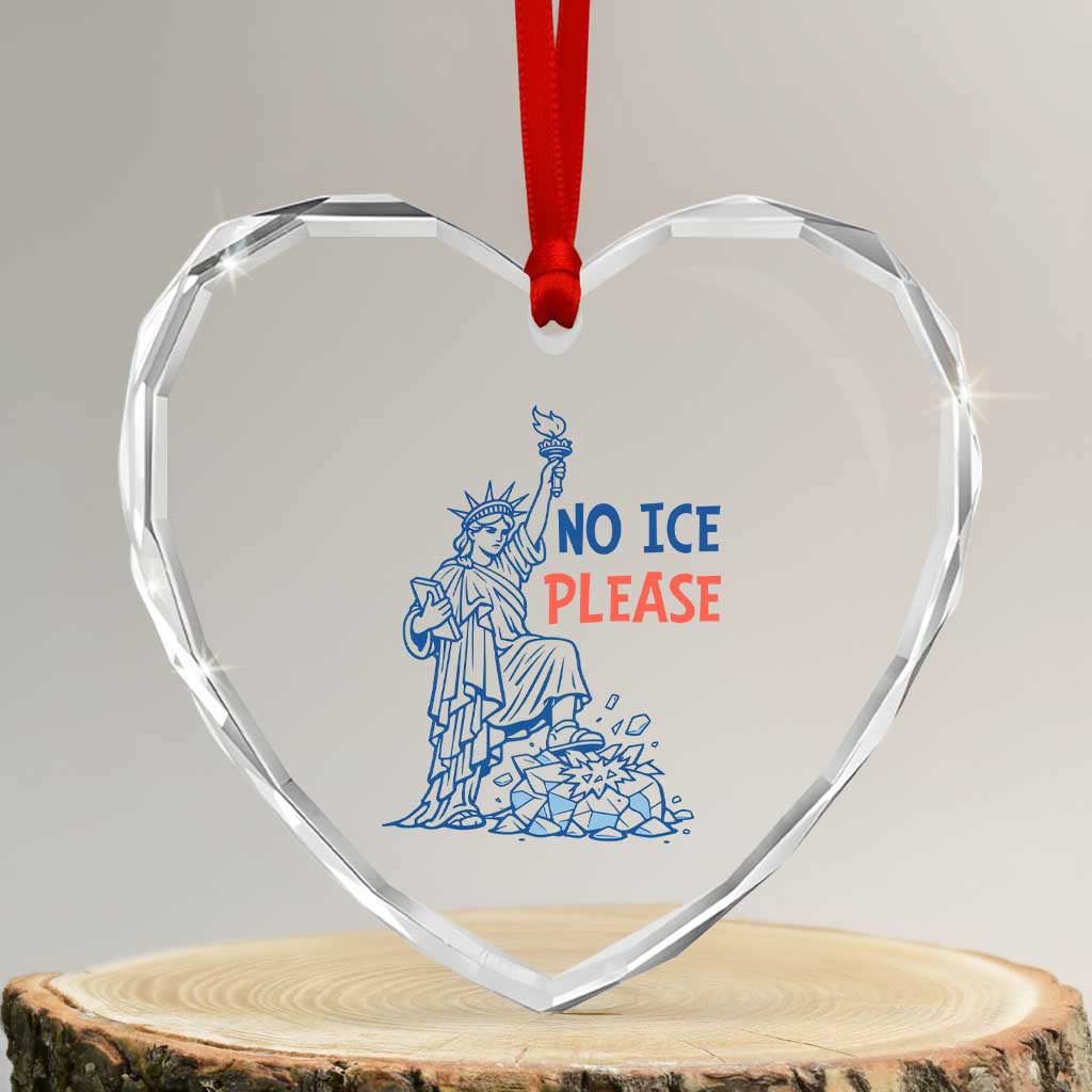 No Ice Please Heart Crystal Glass Ornament Funny Statue of Liberty Anti ICE Deportation Human Rights