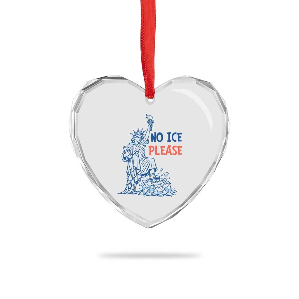 No Ice Please Heart Crystal Glass Ornament Funny Statue of Liberty Anti ICE Deportation Human Rights