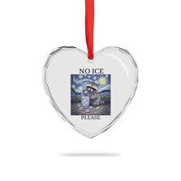 No Ice Please Heart Crystal Glass Ornament Starry Night Raccoon Trash Panda Anti ICE Meme