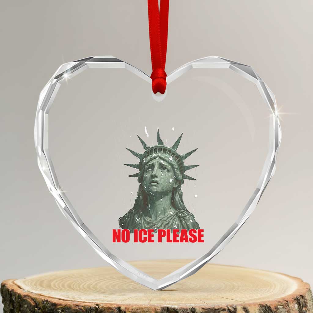 No Ice Please Heart Crystal Glass Ornament Statue of Liberty Crying Anti ICE Deportation Human Rights