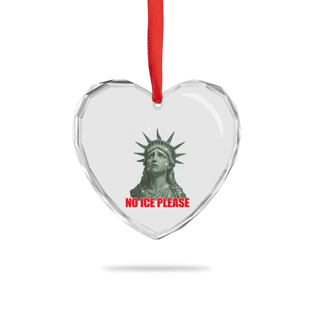 No Ice Please Heart Crystal Glass Ornament Statue of Liberty Crying Anti ICE Deportation Human Rights