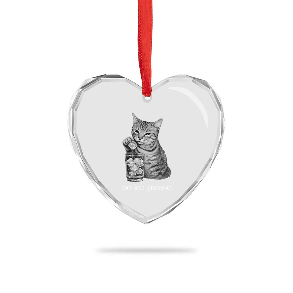 No Ice Please Realistic Angry Cat Graphic Heart Crystal Glass Ornament Resistance Against Ice Protest