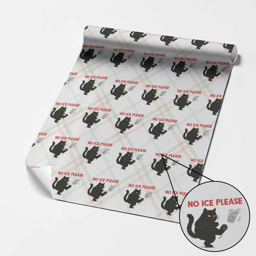 No Ice Please Wrapping Paper Roll Funny Black Cat Abolish ICE Meme Protest