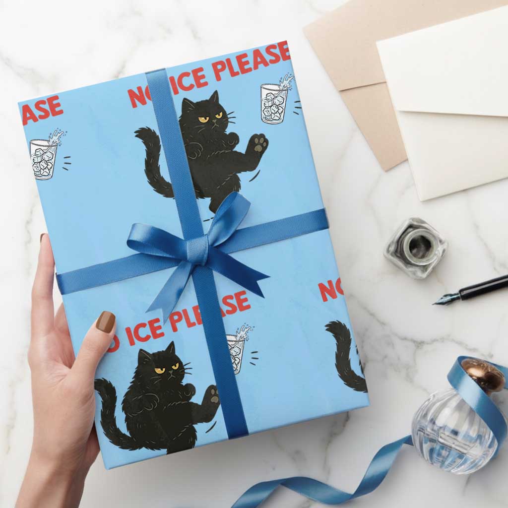 No Ice Please Wrapping Paper Roll Funny Black Cat Abolish ICE Meme Protest