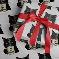 No Ice Please Wrapping Paper Roll Funny Black Cat Anti ICE Meme
