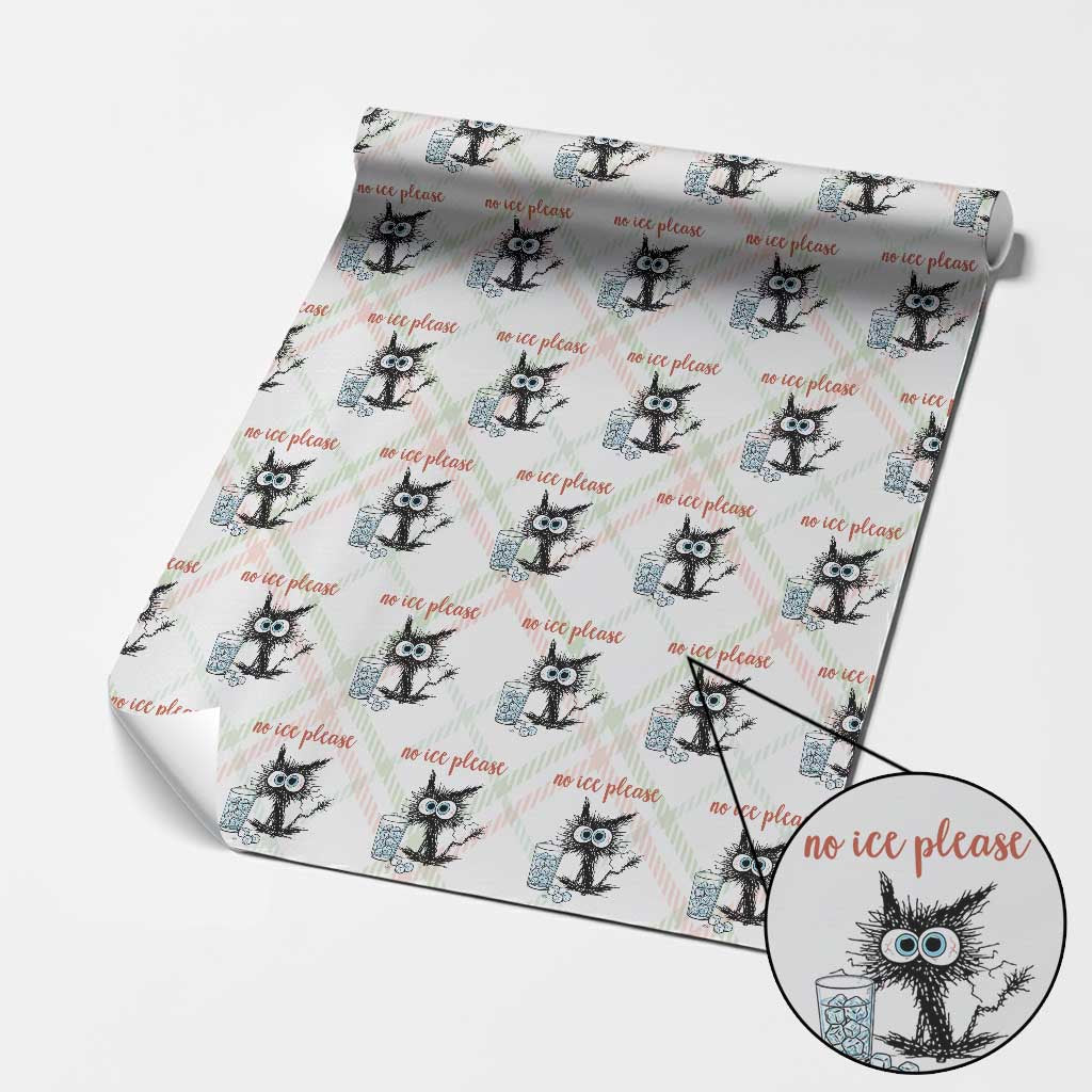 No Ice Please Wrapping Paper Roll Funny Black Cat Sarcastic Abolish ICE Meme