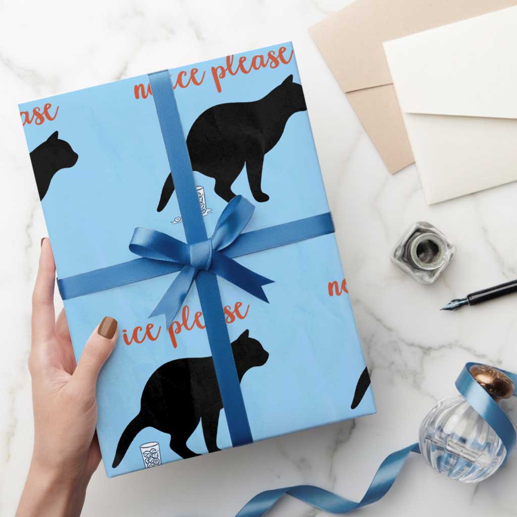 No Ice Please Wrapping Paper Roll Funny Cat Abolish ICE Meme