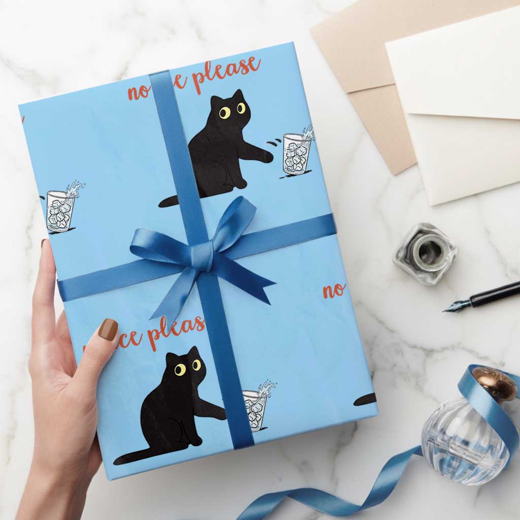 No Ice Please Wrapping Paper Roll Funny Cat Abolish ICE Meme Protest