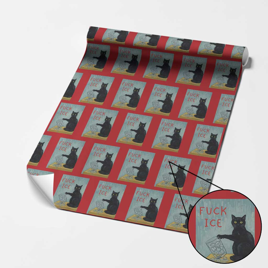 No Ice Please Wrapping Paper Roll Funny Cat Anti ICE Artist Meme