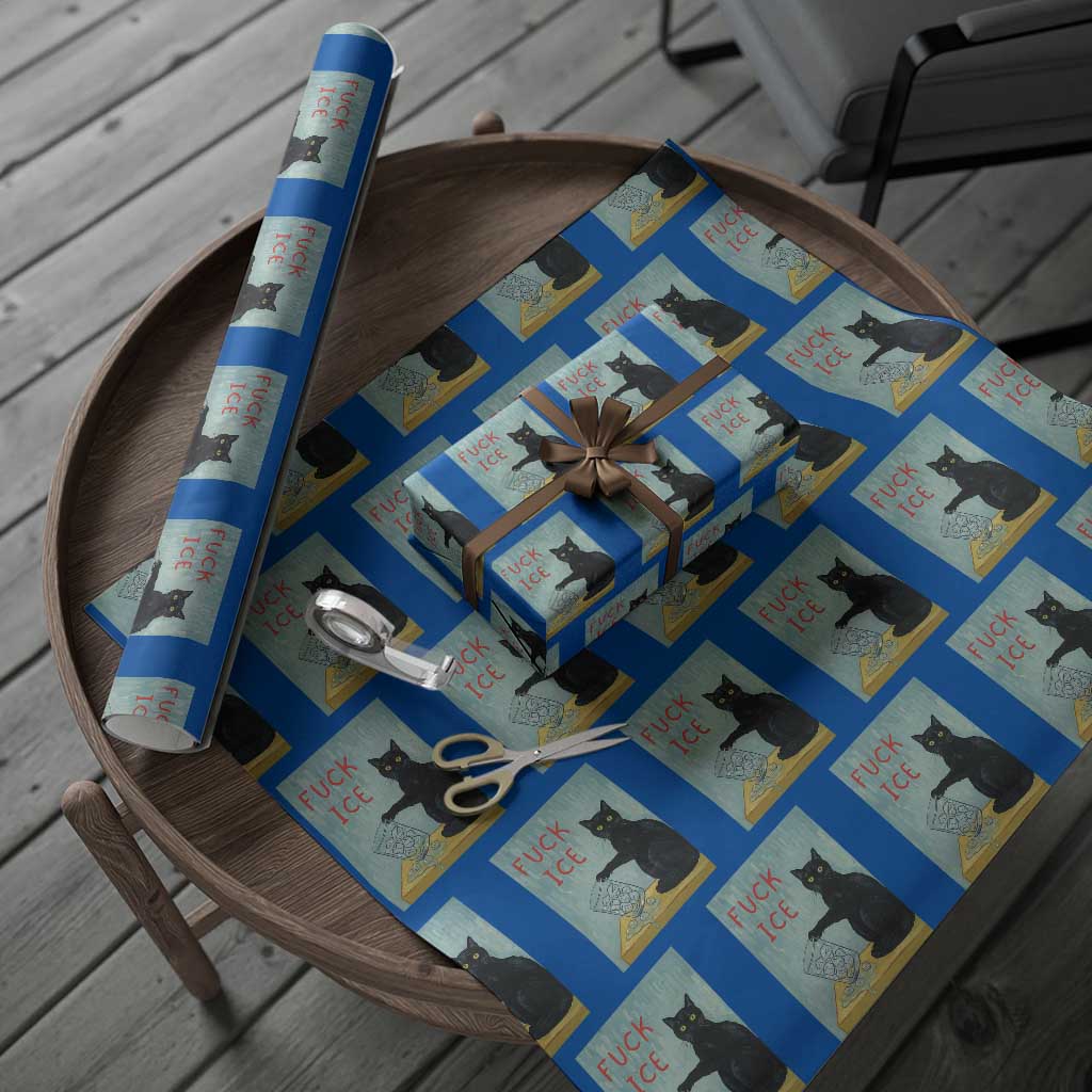 No Ice Please Wrapping Paper Roll Funny Cat Anti ICE Artist Meme