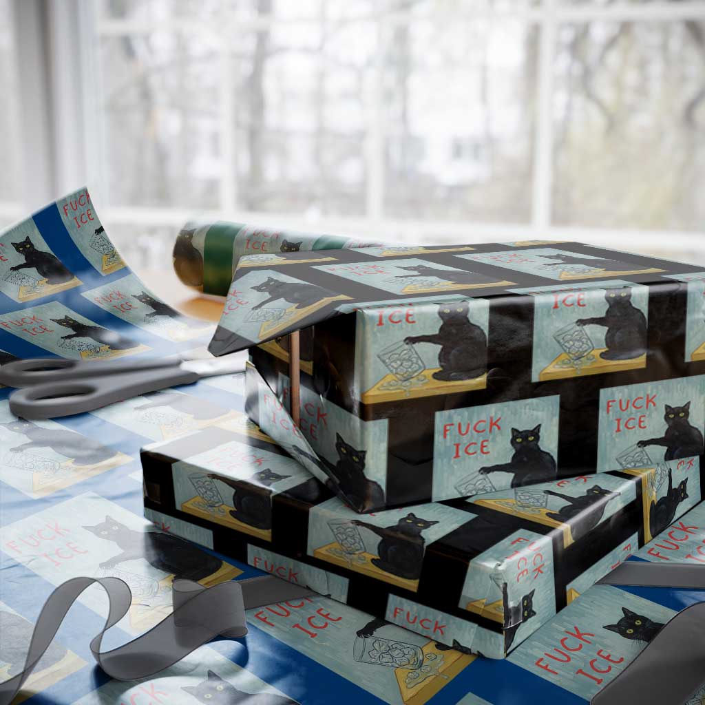 No Ice Please Wrapping Paper Roll Funny Cat Anti ICE Artist Meme