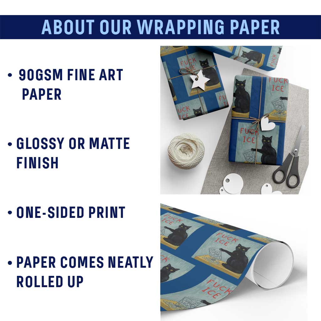 No Ice Please Wrapping Paper Roll Funny Cat Anti ICE Artist Meme