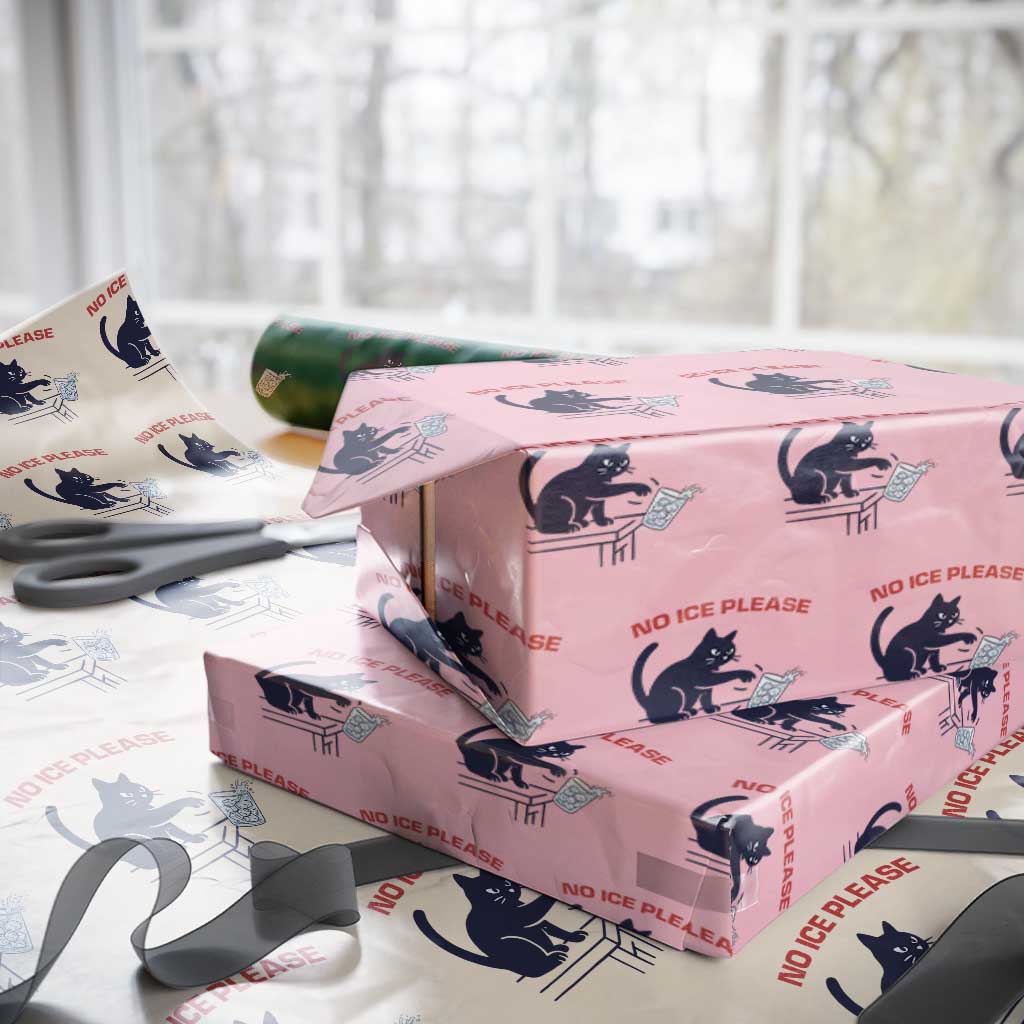 No Ice Please Wrapping Paper Roll Funny Cat Anti ICE Meme