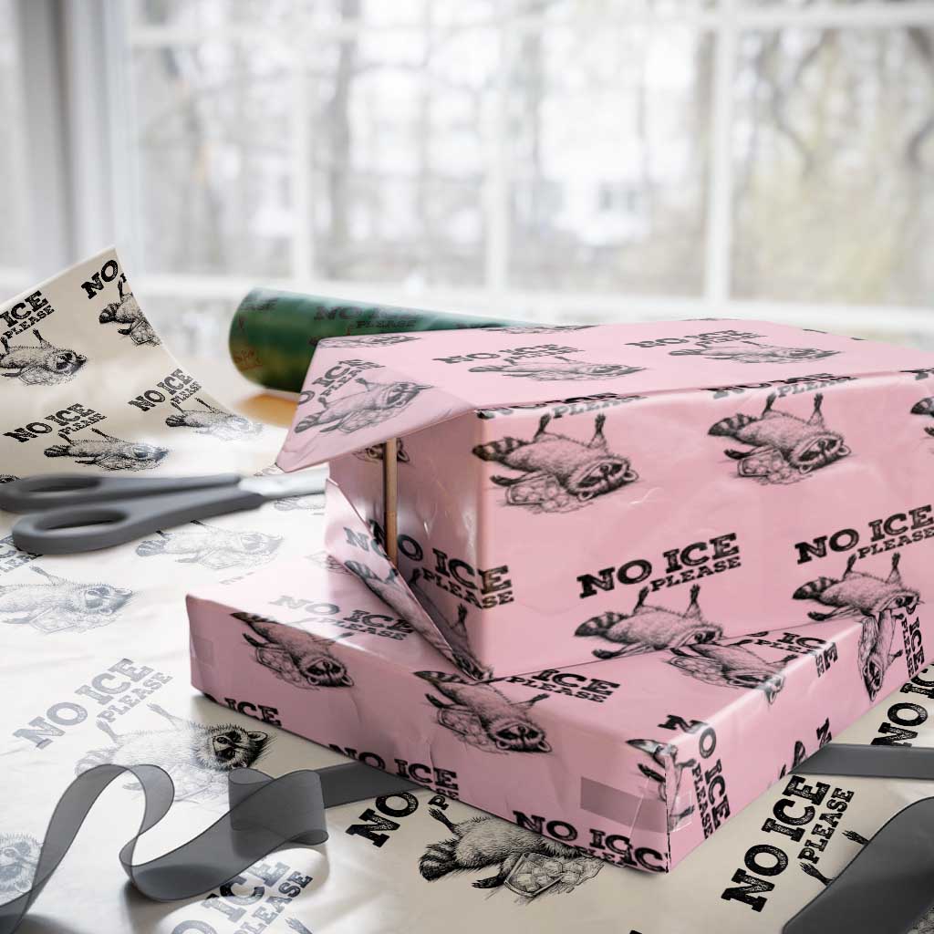 No Ice Please Wrapping Paper Roll Funny Raccoon Anti ICE Deportation Human Rights