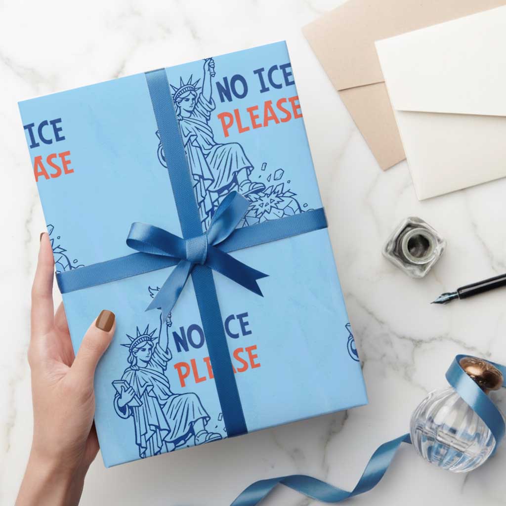 No Ice Please Wrapping Paper Roll Funny Statue of Liberty Anti ICE Deportation Human Rights