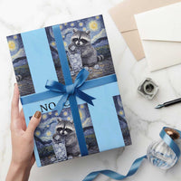 No Ice Please Wrapping Paper Roll Starry Night Raccoon Trash Panda Anti ICE Meme