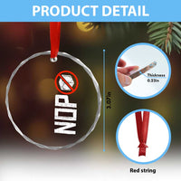 No ICE Protest Crystal Glass Ornament Nope Sign Vertical