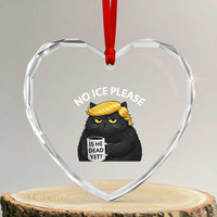 No ICE Protest Heart Crystal Glass Ornament Is He Dead Yet Black Cat Meme