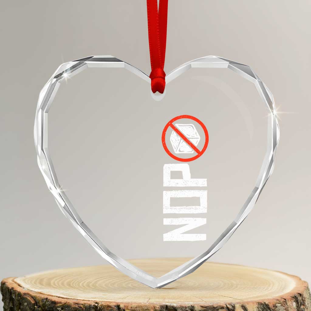 No ICE Protest Heart Crystal Glass Ornament Nope Sign Vertical