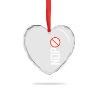No ICE Protest Heart Crystal Glass Ornament Nope Sign Vertical
