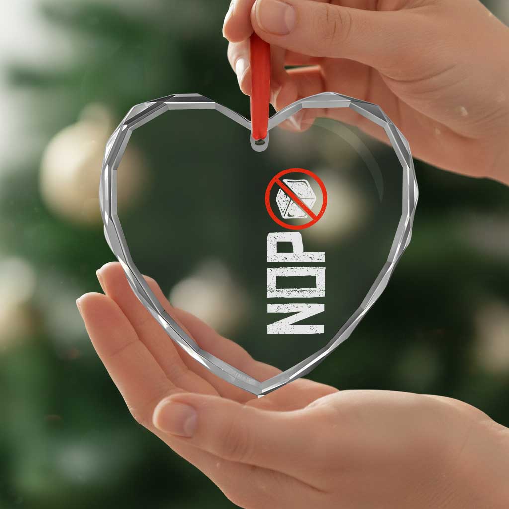 No ICE Protest Heart Crystal Glass Ornament Nope Sign Vertical