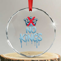 No Kings Abolish ICE Crystal Glass Ornament Anti Authoritarian Protest