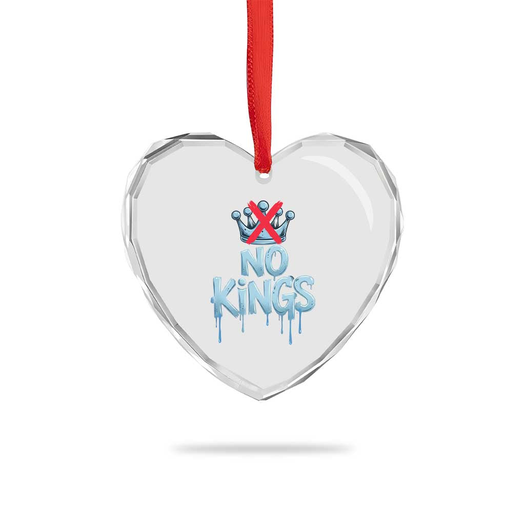 No Kings Abolish ICE Heart Crystal Glass Ornament Anti Authoritarian Protest